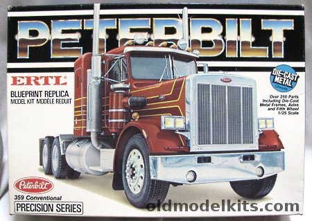 ERTL 1/25 Peterbilt 359 Conventional - With Cast Metal Chassis-Axle-Fifth Wheel - And Left or Right Hand Drive Option, 8038 plastic model kit